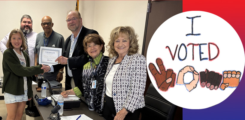 Student wins contest to design Forsyth County’s “I Voted” sticker